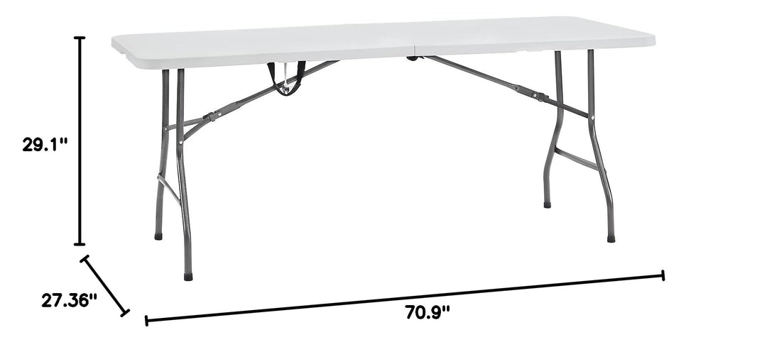 Rectangular Resin Folding Table with Carry Handle - 6 ft