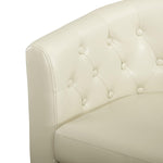 Load image into Gallery viewer, Emma Button-Tufted Faux Leather Barrel Accent Chair - Cream
