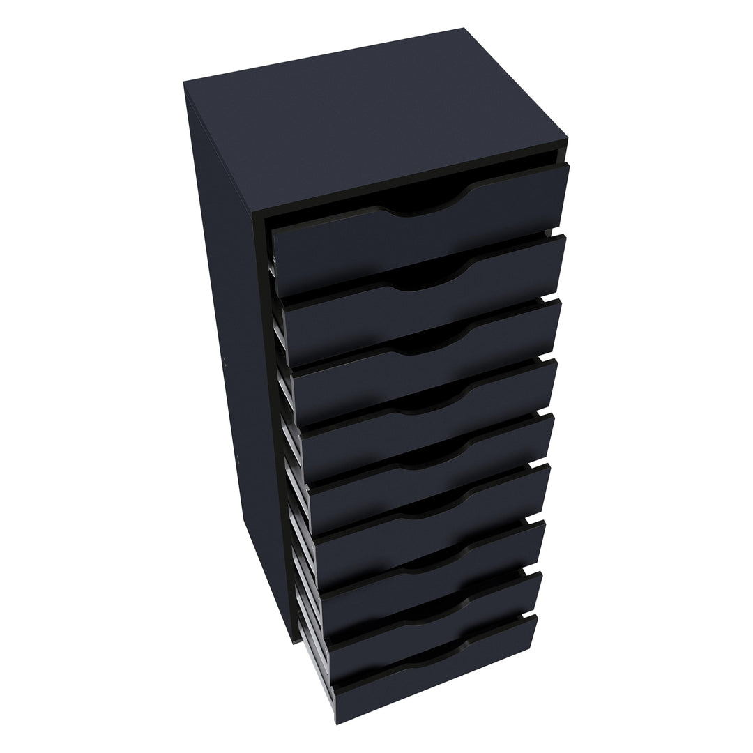 Bianca 9-Drawer Vertical Storage Cabinet with Tabletop - Black