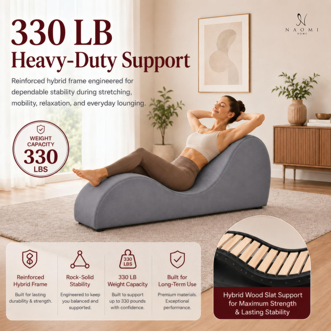 Leticia Ergonomic Yoga Chaise Lounge for Deep Stretching - Gray