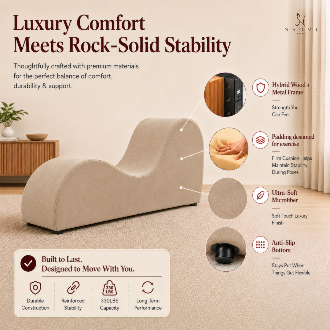 Leticia Ergonomic Yoga Chaise Lounge for Deep Stretching - Mocha