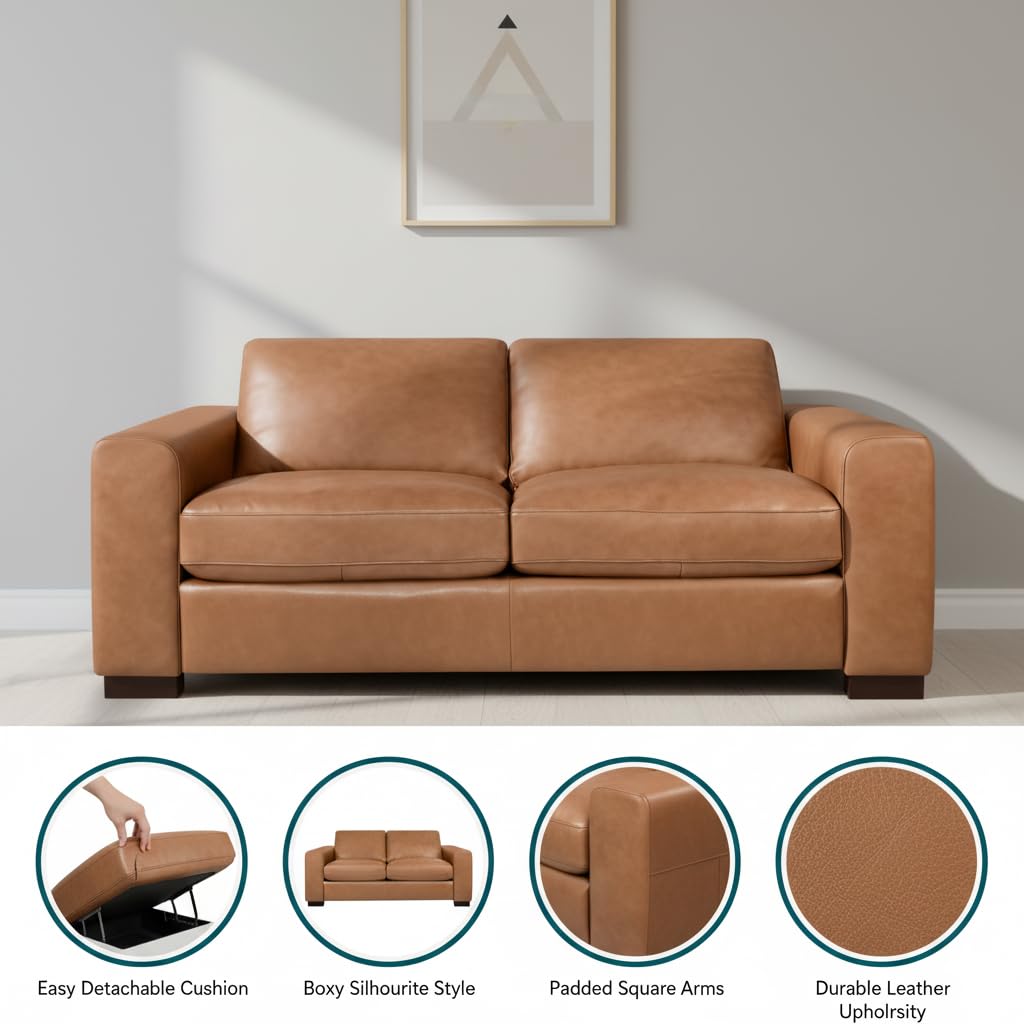 Freya genuine leather oversized loveseat