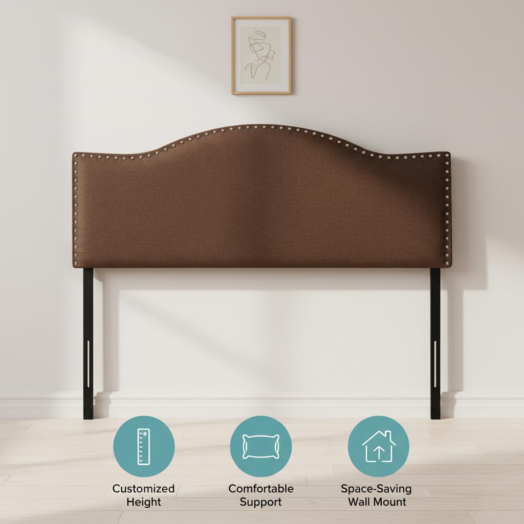 Catalina Upholstered Nailhead Headboard for Full Queen - Espresso