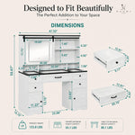 Load image into Gallery viewer, Vanya Makeup Vanity with Sliding LED Mirror &amp; Charging – White
