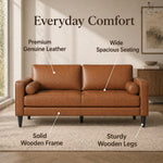 Load image into Gallery viewer, Marisa Genuine Leather Mid-Century Sofa with Bolster Pillows
