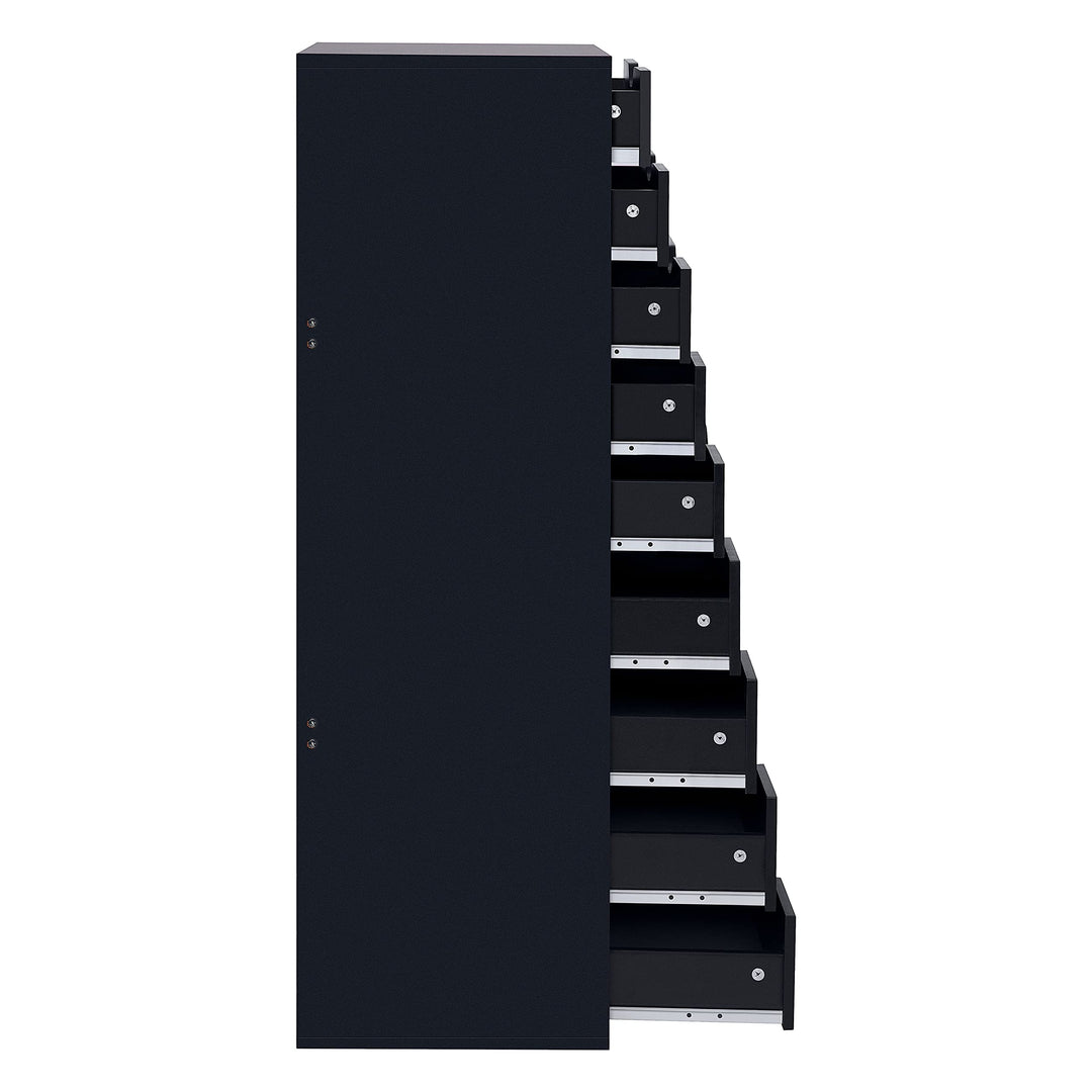 Bianca 9-Drawer Vertical Storage Cabinet with Tabletop - Black