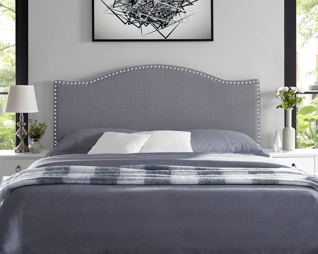 Catalina Upholstered Nailhead Headboard for Full Queen - Light Gray