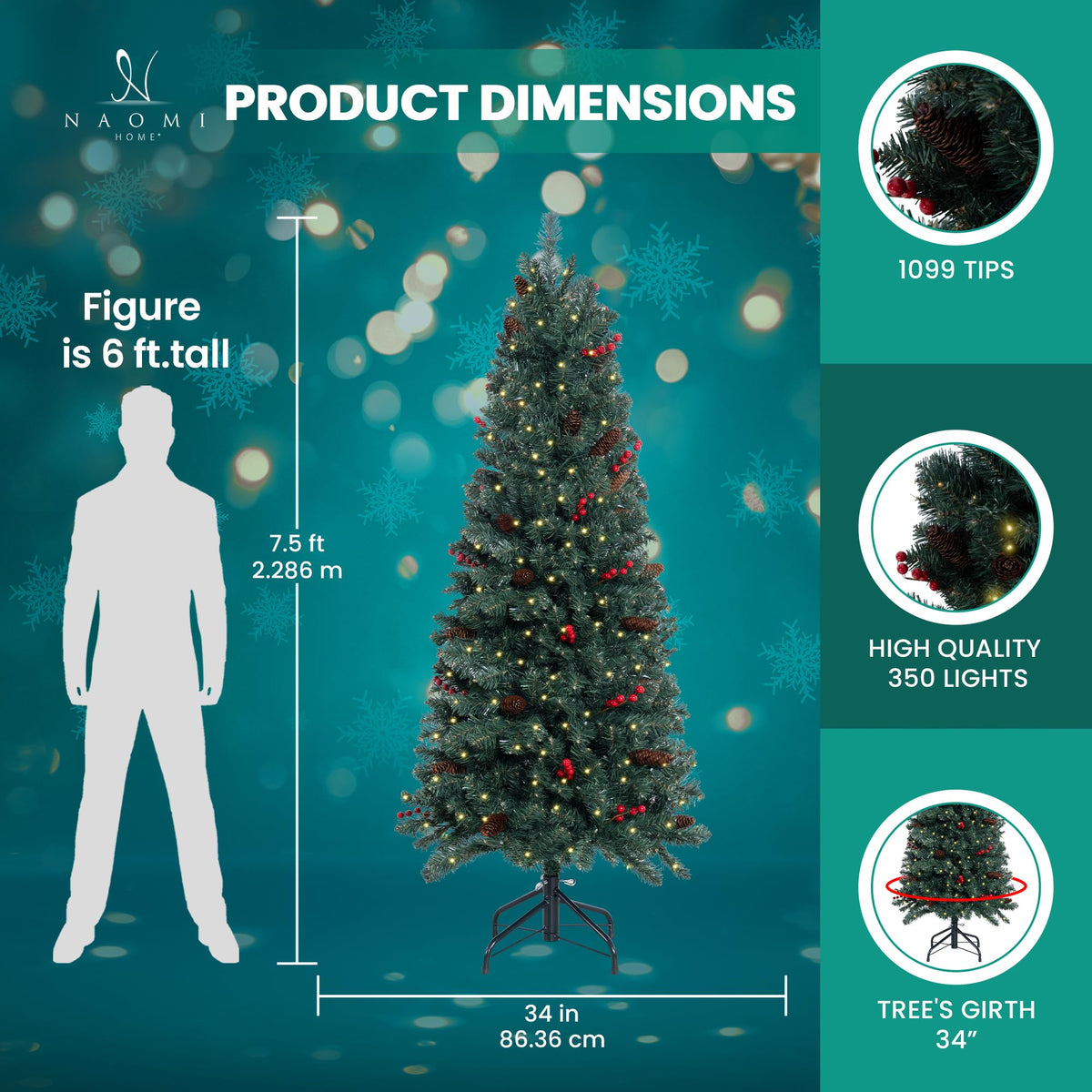 Belen slim pencil pre lit christmas tree   6