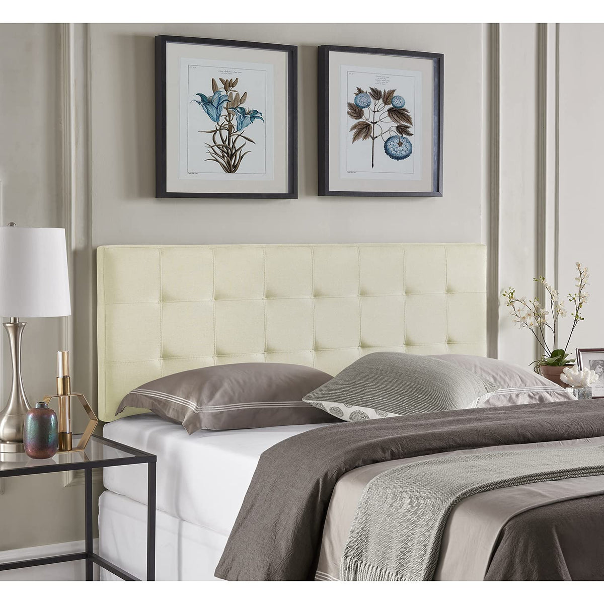 Jessenia upholstered headboard for full queen   cream