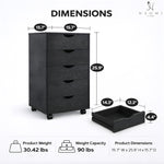 Load image into Gallery viewer, Taylor 5-Drawer Storage Cabinet with Wheels &amp; Tabletop - Distressed Black
