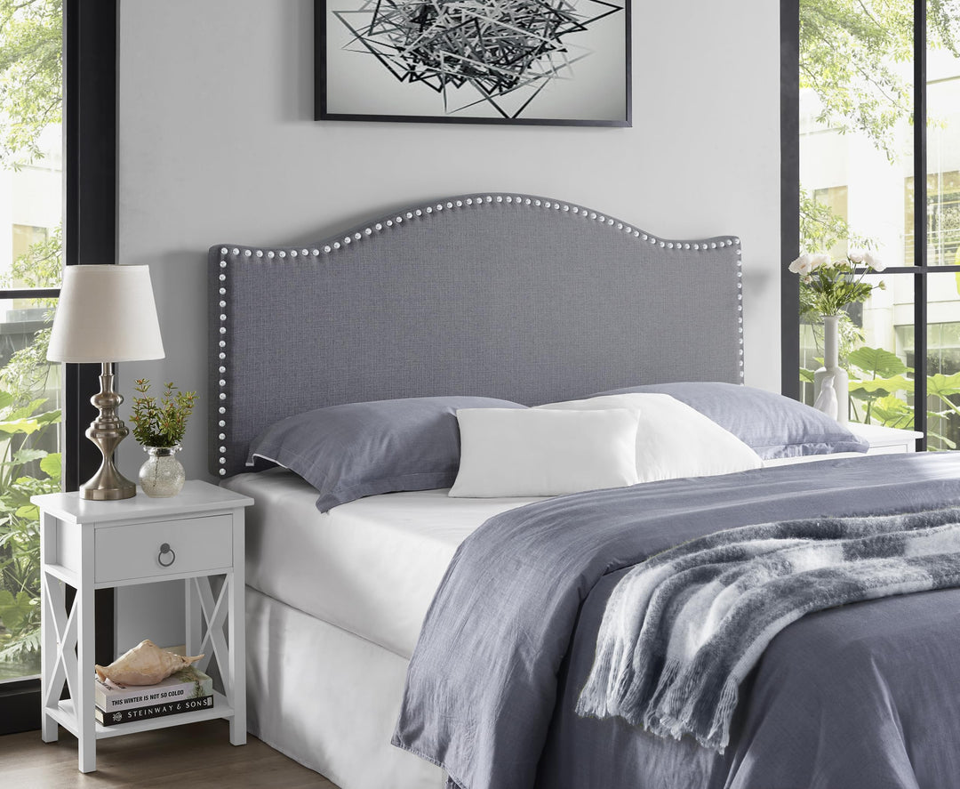 Catalina Upholstered Nailhead Headboard for Full Queen - Light Gray