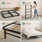 Load image into Gallery viewer, IdealBase 14" Foldable Queen Bed Frame with Steel Slats – Black
