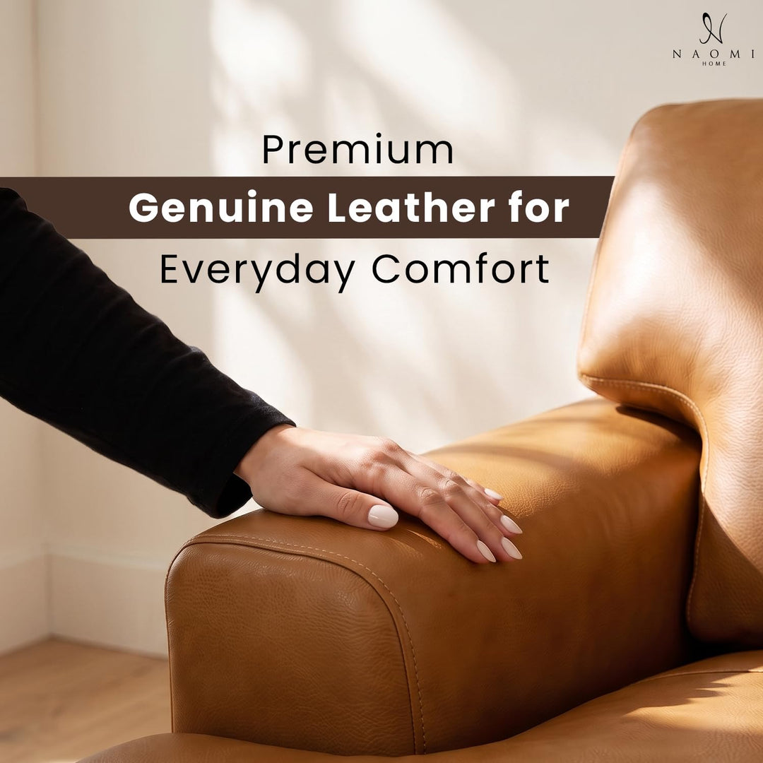 Siggy Genuine Leather Accent Chair with Removable Cushions