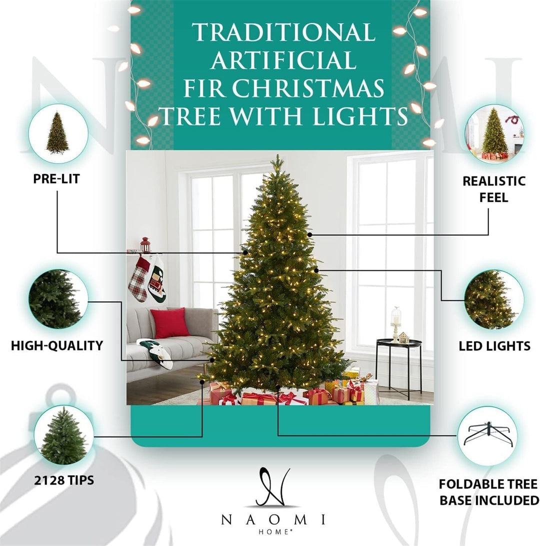 Traditional Pre-Lit Fir Christmas Tree - 6.5 ft