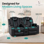 Load image into Gallery viewer, Chicago Power Reclining Loveseat with Built-In Speakers and LED Lights - Black

