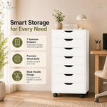 Load image into Gallery viewer, Debbie 7-Drawer Storage Cabinet with Wheels &amp; Tabletop - White
