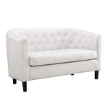 Load image into Gallery viewer, Emma Tufted Barrel Loveseat with Faux Leather Upholstery - White
