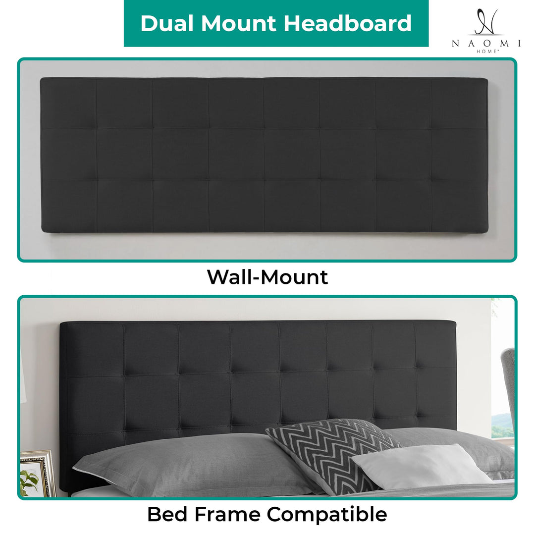 Jessenia Upholstered Headboard for Full Queen - Dark Gray