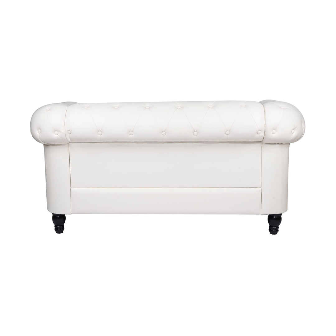 Emery Chesterfield Faux Leather Loveseat