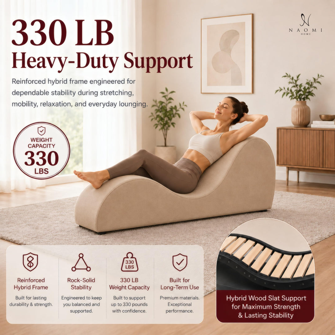 Leticia Ergonomic Yoga Chaise Lounge for Deep Stretching - Mocha
