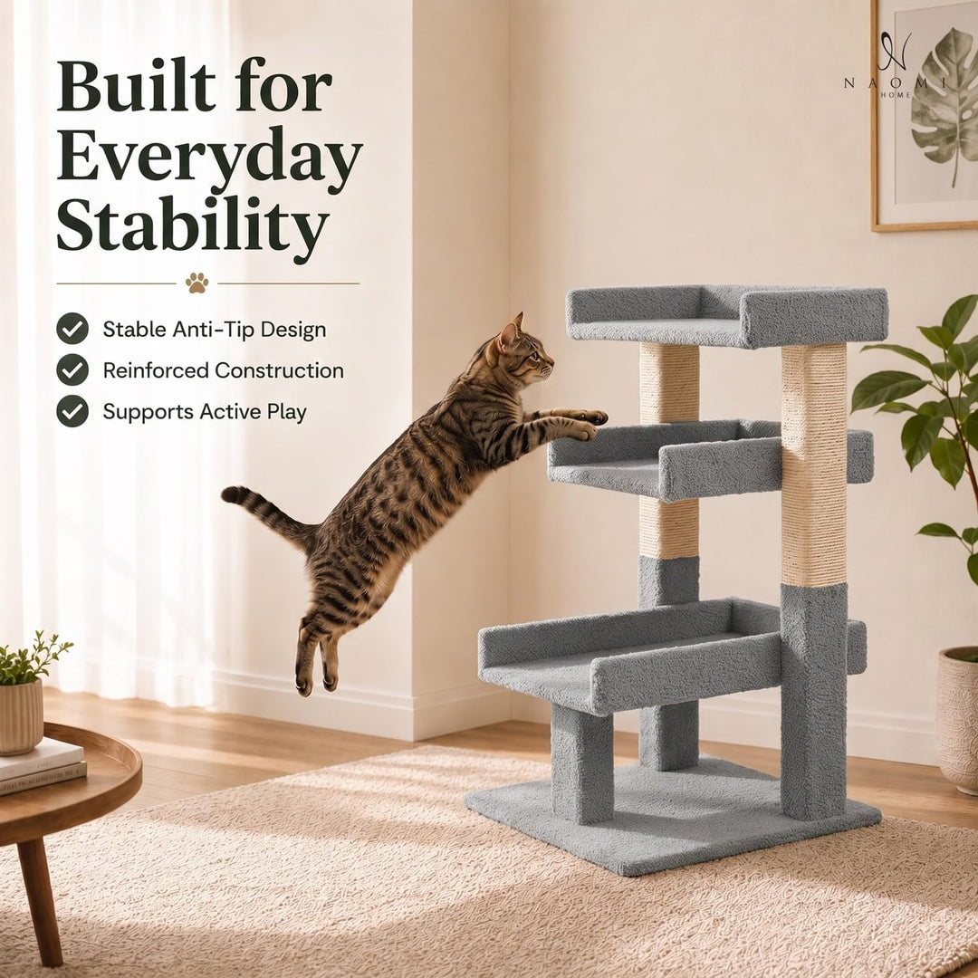 Nala Large Cat Tree with Sisal Scratching Posts – Gray