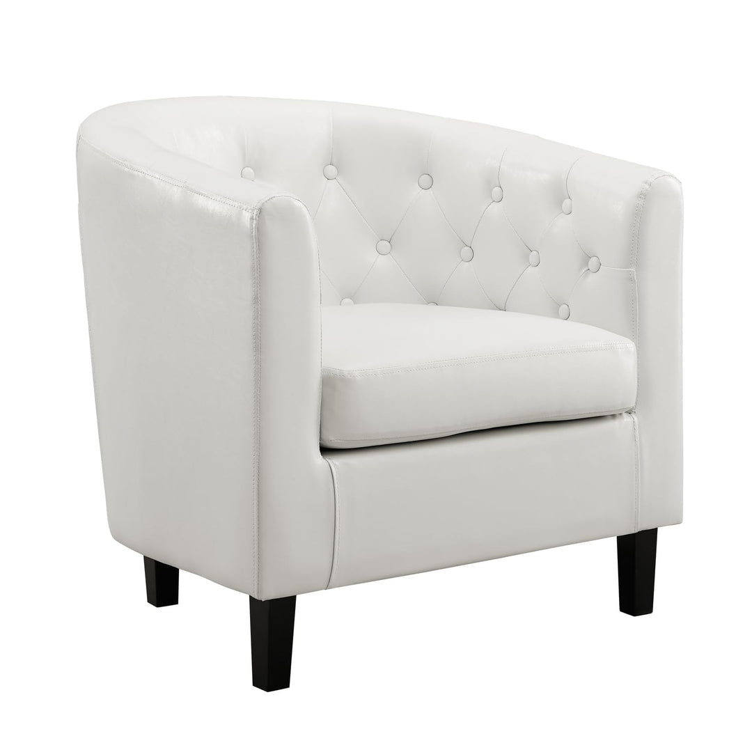 Emma Tufted Barrel Loveseat with Faux Leather Upholstery