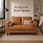 Load image into Gallery viewer, Marisa Genuine Leather Mid-Century Loveseat with Bolster Pillows

