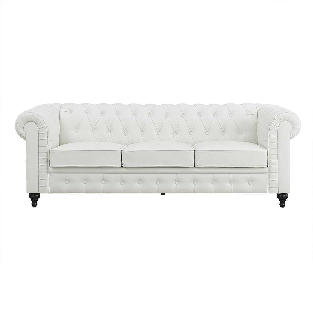 Emery Chesterfield Faux Leather Sofa