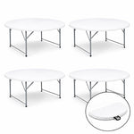 Load image into Gallery viewer, 5 Ft Bi-Fold Round Resin Folding Table with Steel Frame - Set of 4

