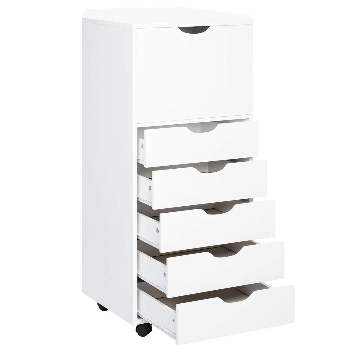 Carly 6 drawer storage cabinet with wheels   white