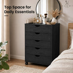 Load image into Gallery viewer, Taylor 5-Drawer Storage Cabinet with Wheels &amp; Tabletop - Distressed Black
