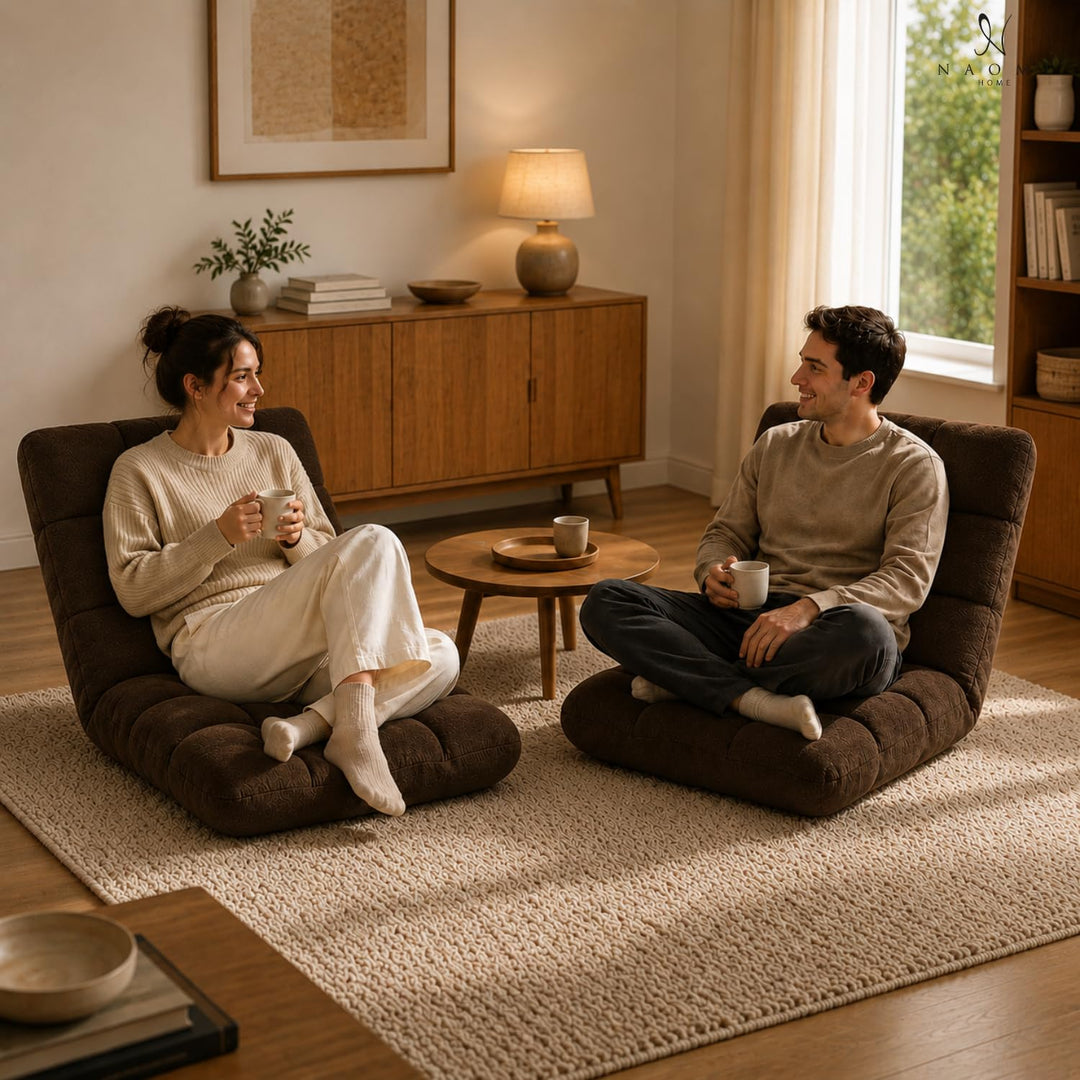 Desmond Adjustable Floor Chair with 14 Reclining Positions - Espresso