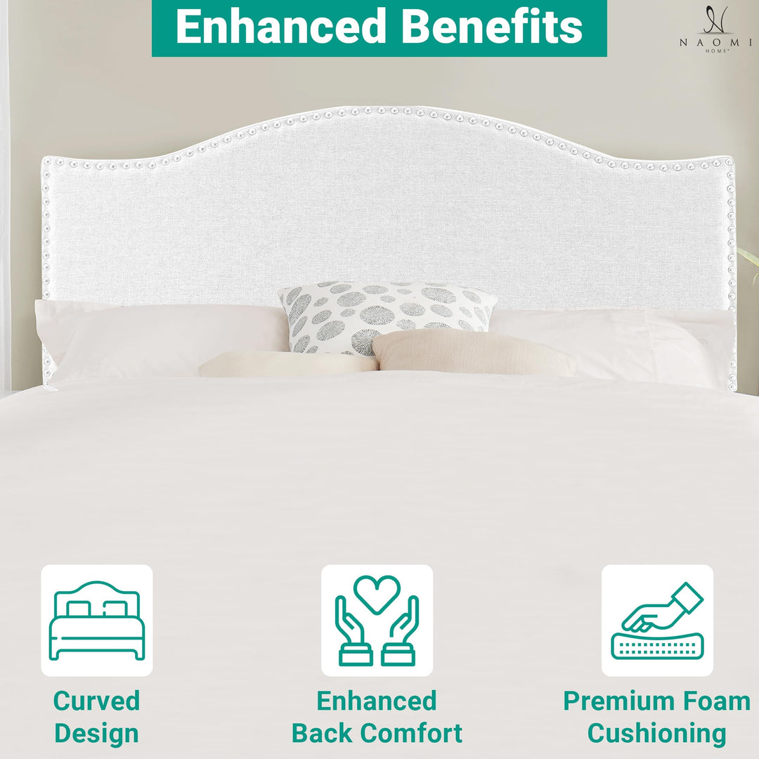 Catalina Upholstered Nailhead Headboard for Full Queen - White