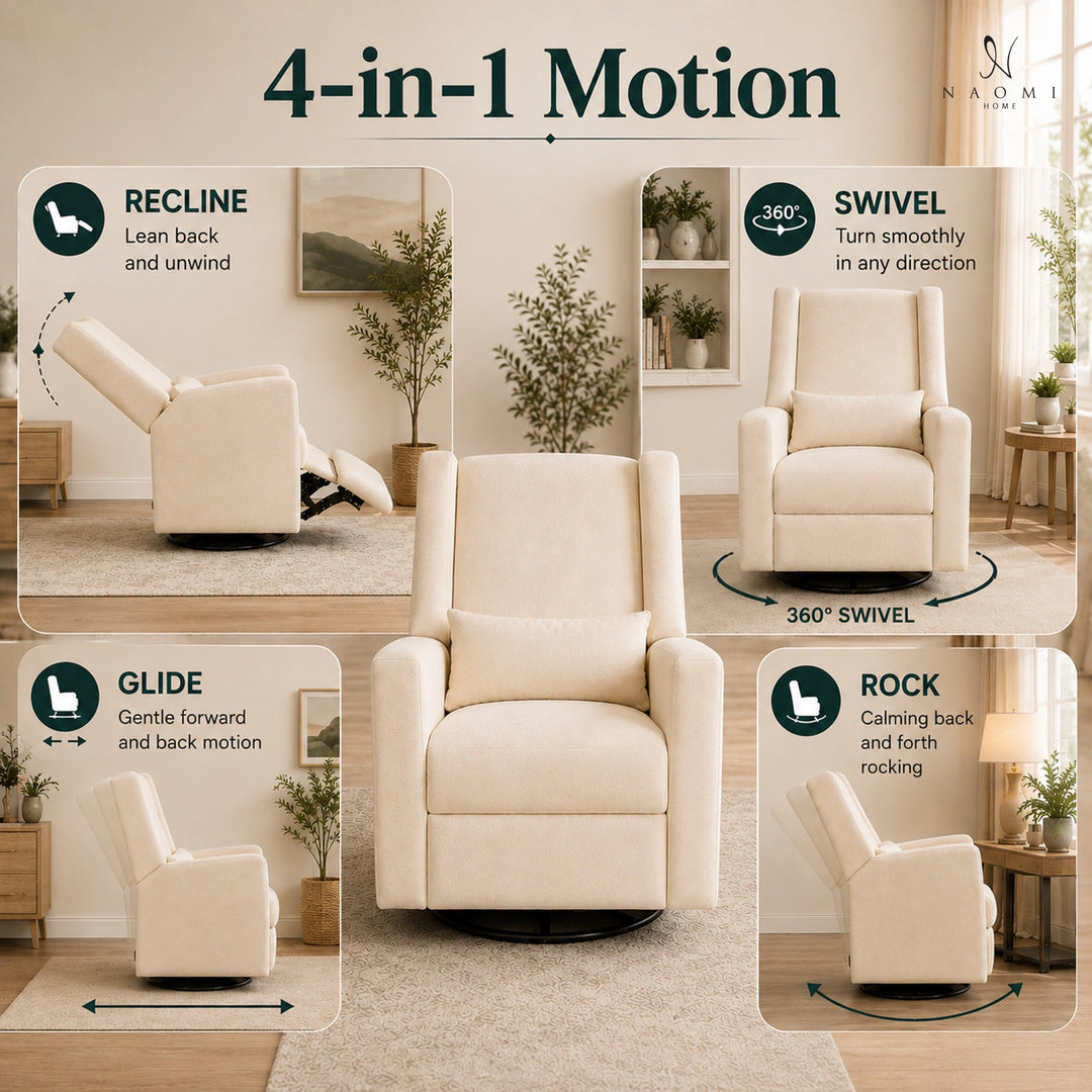 Tanya Power Swivel Glider Recliner with USB Port - Cream
