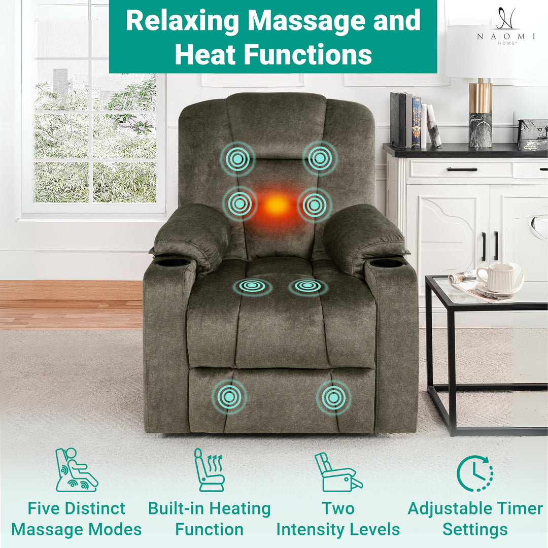 Doris Power Lift Recliner with Massage & Heat - Gray