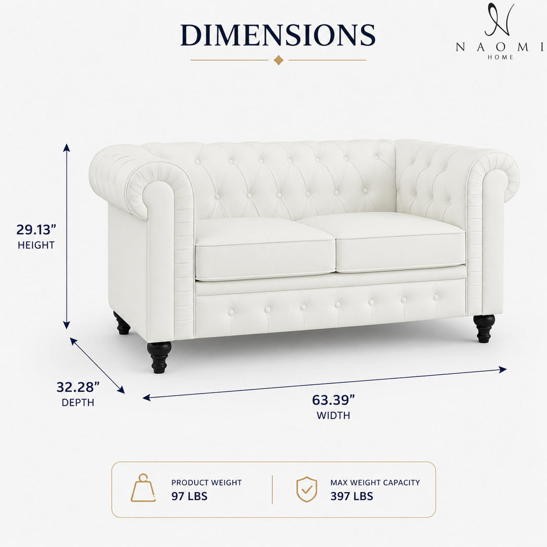 Emery Chesterfield Faux Leather Loveseat