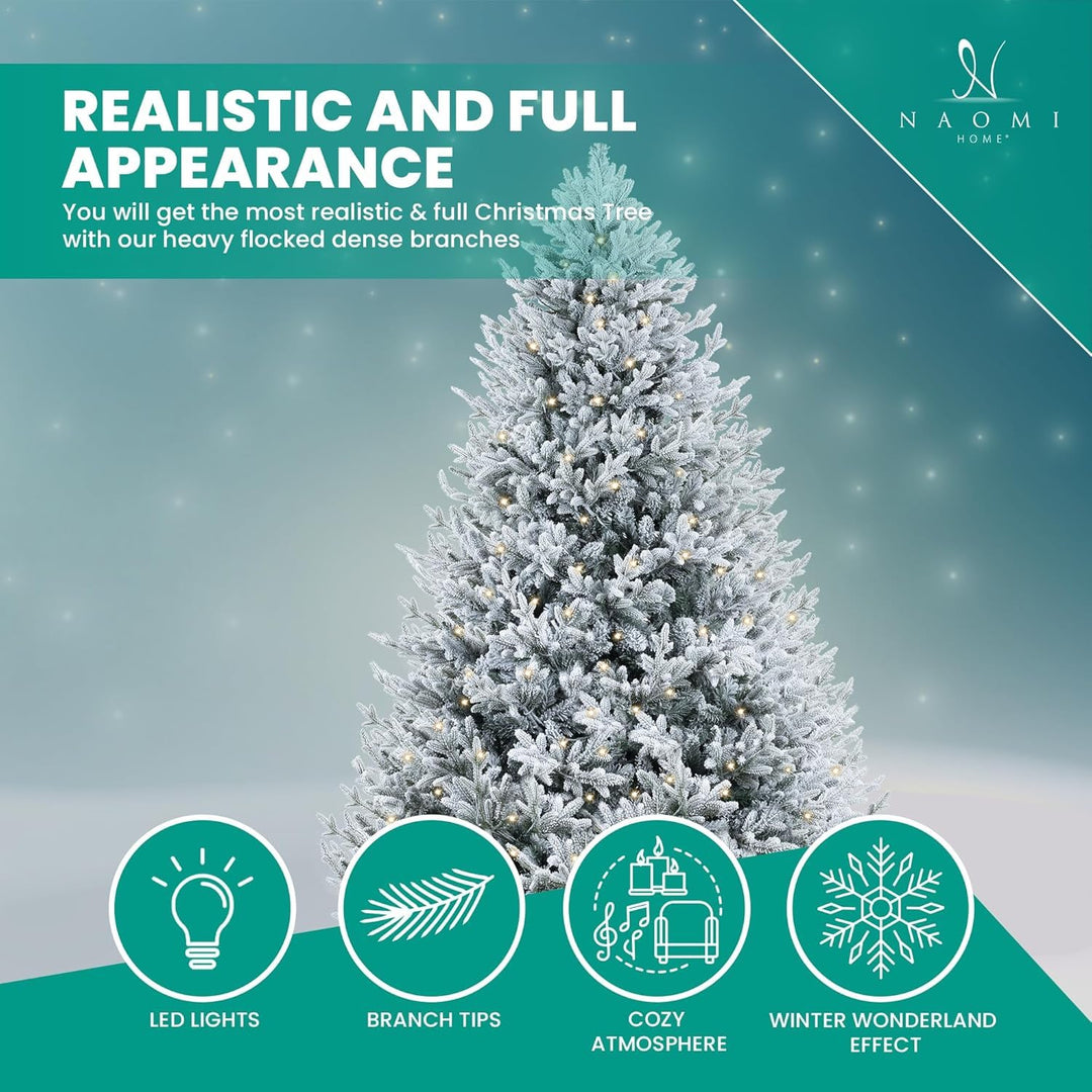 Ginebra Snow Flocked Pre-Lit Christmas Tree - 6.5 ft