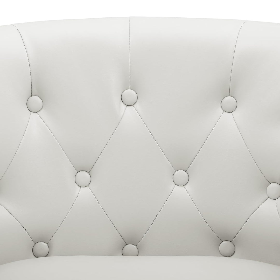 Emma Tufted Barrel Loveseat with Faux Leather Upholstery