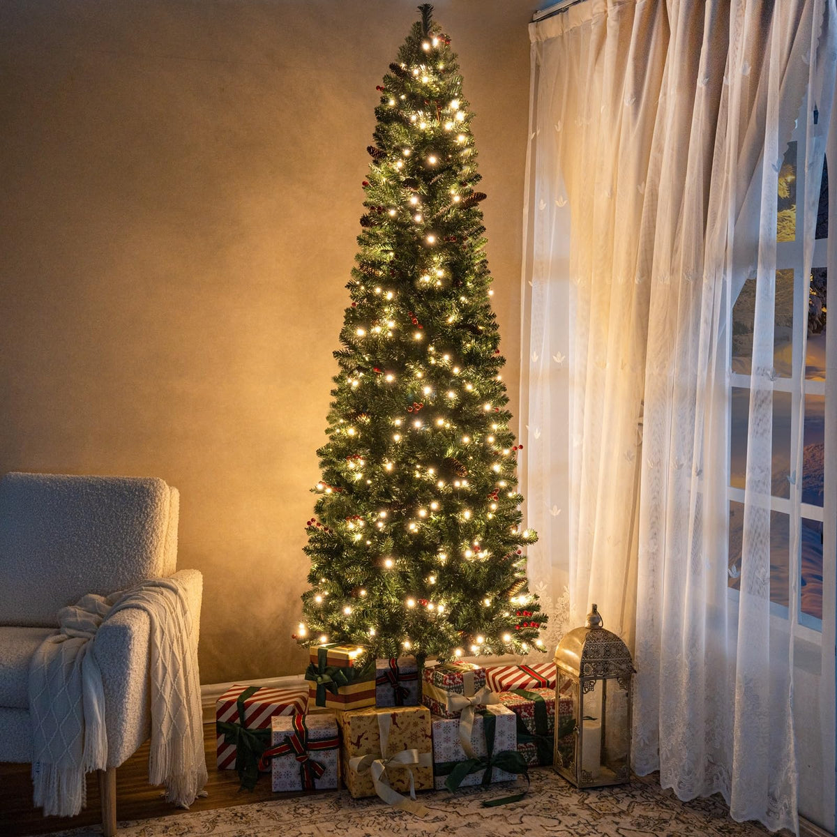 Belen slim pencil pre lit christmas tree   6