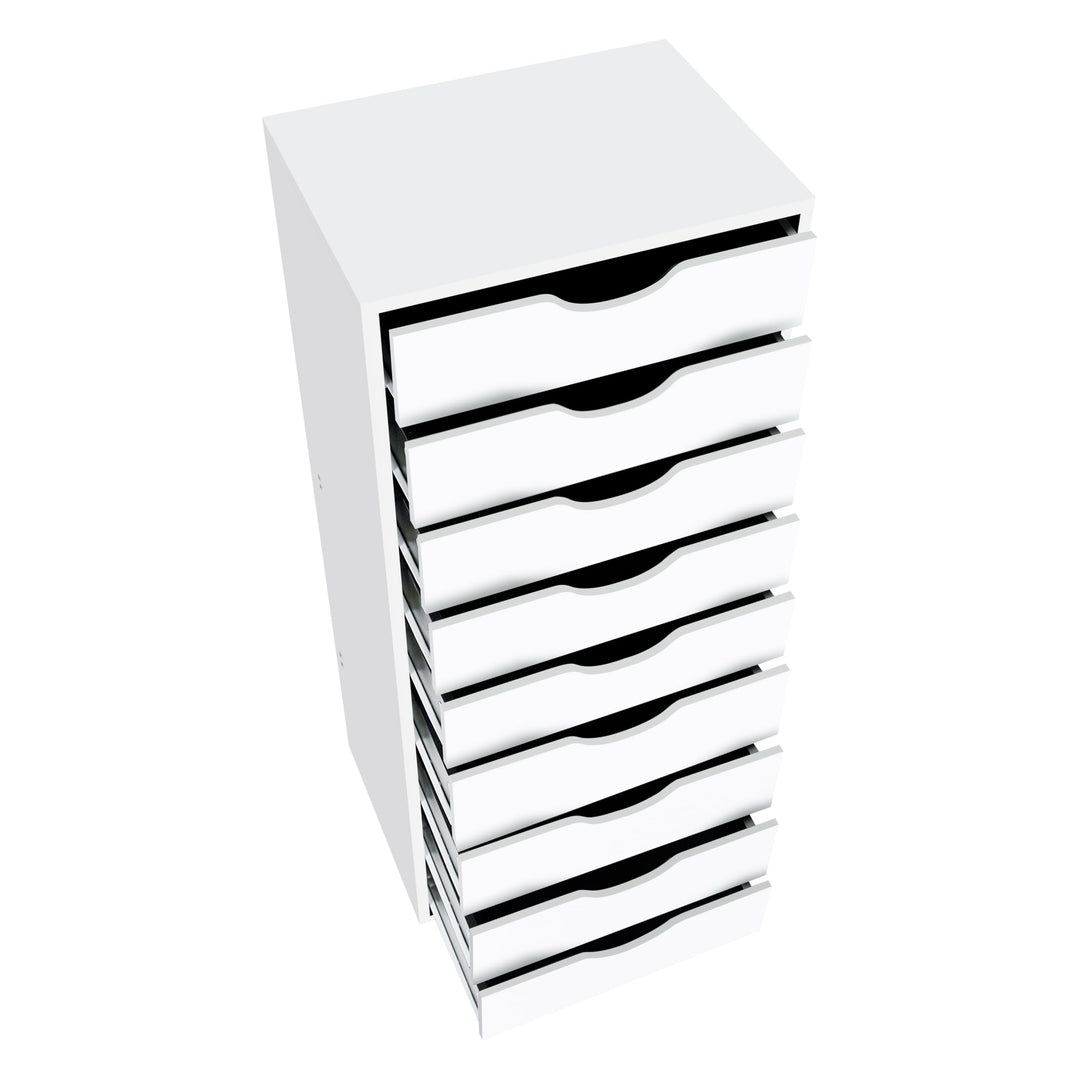 Bianca 9-Drawer Vertical Storage Cabinet with Tabletop - White