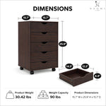 Load image into Gallery viewer, Taylor 5-Drawer Storage Cabinet with Wheels &amp; Tabletop - Espresso
