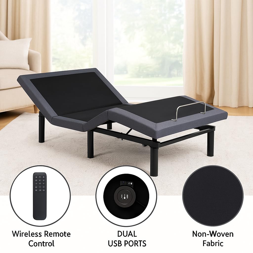 Idealbase Adjustable Bed Base with Massage & USB - Twin XL