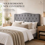 Load image into Gallery viewer, Cassandra Adjustable Upholstered Headboard for Full Queen - Light Gray
