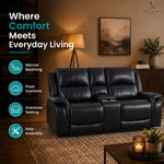 Load image into Gallery viewer, Katie Faux Leather 2-Seater Manual Recliner Loveseat - Black
