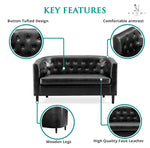 Load image into Gallery viewer, Emma Tufted Barrel Loveseat with Faux Leather Upholstery
