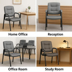 Load image into Gallery viewer, Mindy Reception Chair - Faux Leather Upholstery with Padded Arms - Gray / Set of 4
