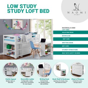 Naomi Home Low Study Loft Bed