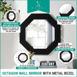 Naomi Home Octagon Wall Mirror with Metal Bezel