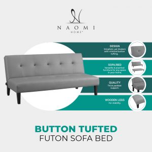 Naomi Home Button Tufted Futon Sofa Bed