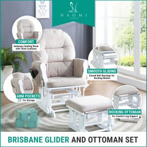 Naomi Home Brisbane Glider & Ottoman Set